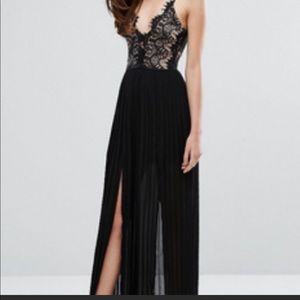 Rare London plunge dbl sided split maxi dress gown